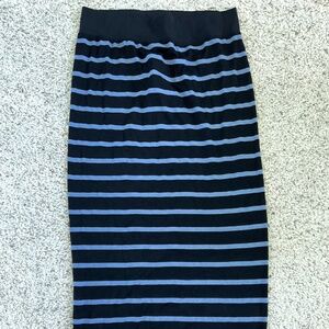 Hardtail pencil midi skirt black and blue stripes size M NWT